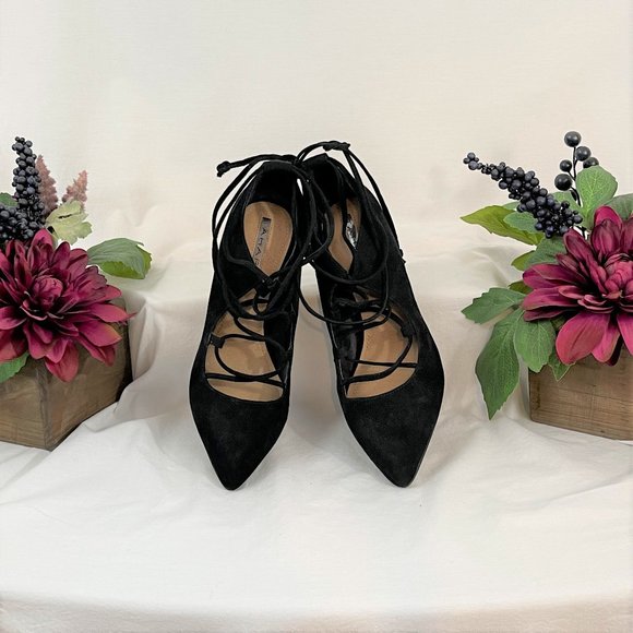 Suede Lace-Up Pumps | Tahari - Picture 4 of 4